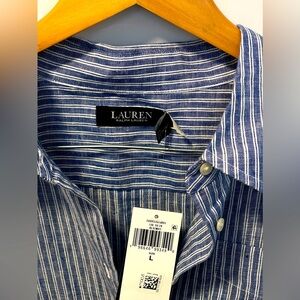 Lauren Ralph Lauren Men’s Linen Stripe Button Down Shirt Large NWT